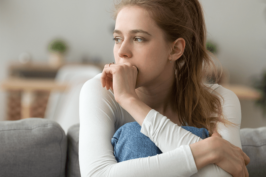 a young woman struggling with co-occurring disorders of substance abuse and mental health challenges thinking about how dialectical behavioral therapy can help her establish healthy coping skills
