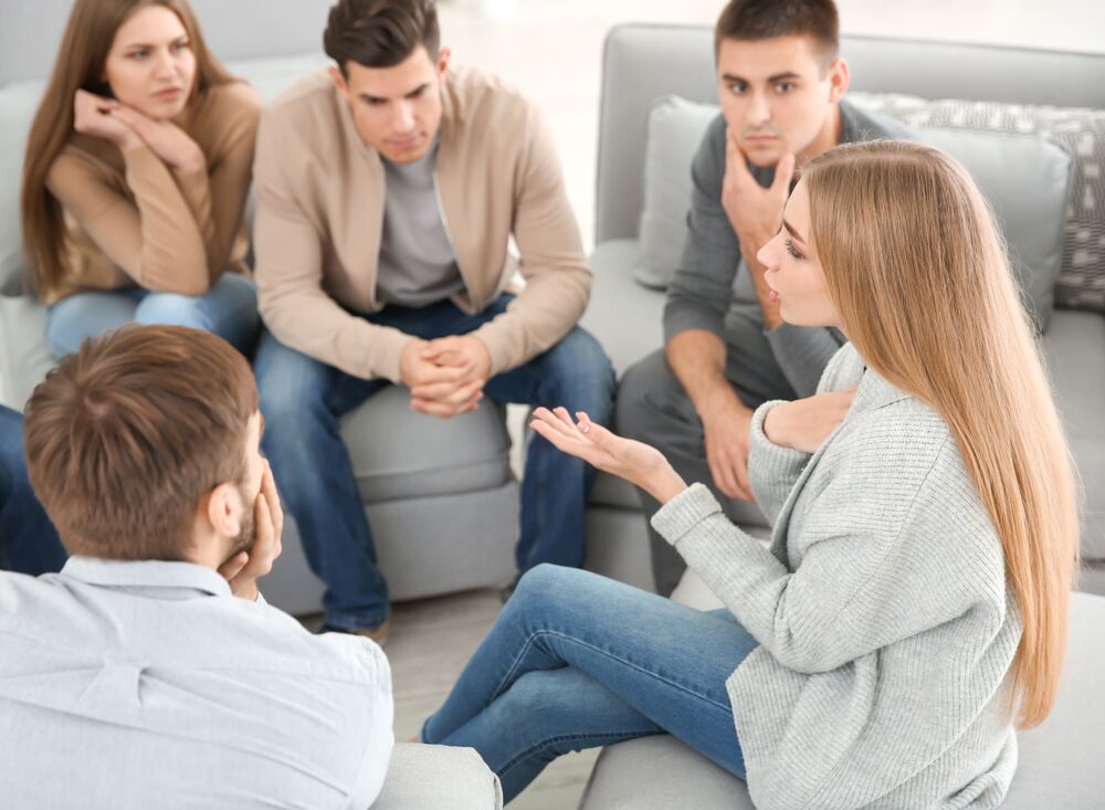 Young people during group therapy for ptsd